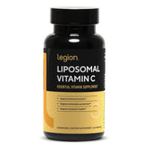 LEGION liposomal vitamin C bottle label shows a clean, transparent ingredients list.