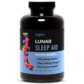 LEGION Lunar Sleep Aid bottle front for easy nightly use and relaxation.