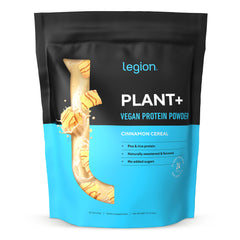 LEGION Plant+ protein powder label with transparent ingredients and nutrition facts