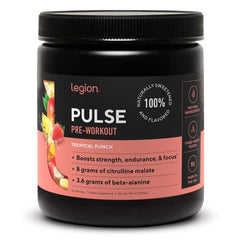 LEGION Pulse clean-label bottle emphasizing no artificial additives.