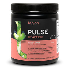 Legion Pulse Preentrenamiento: envase con dosis claras para energía sostenida.