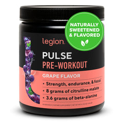 LEGION Pulse grape bottle shows a clean label for clear ingredient transparency.