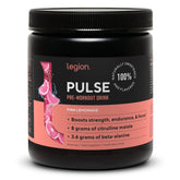 LEGION Pulse Pre Workout pink lemonade bottle for clean energy without jitters