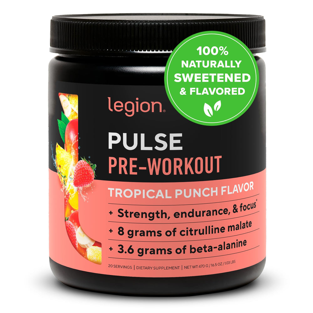 LEGION Pulse Tropical Punch scoop showing natural flavor and easy mixing.