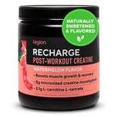 LEGION Recharge bottle pour showing post-workout recovery support