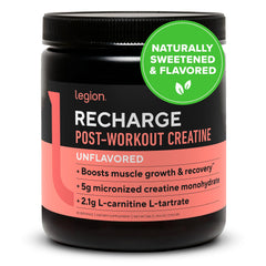 LEGION Recharge post-workout powder tub ready for a recovery shake