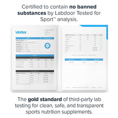 LEGION Recharge Strawberry Lemonade scoop beside glass for flavorful post-workout recovery.