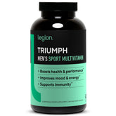 LEGION Triumph bottle front for daily men’s health support