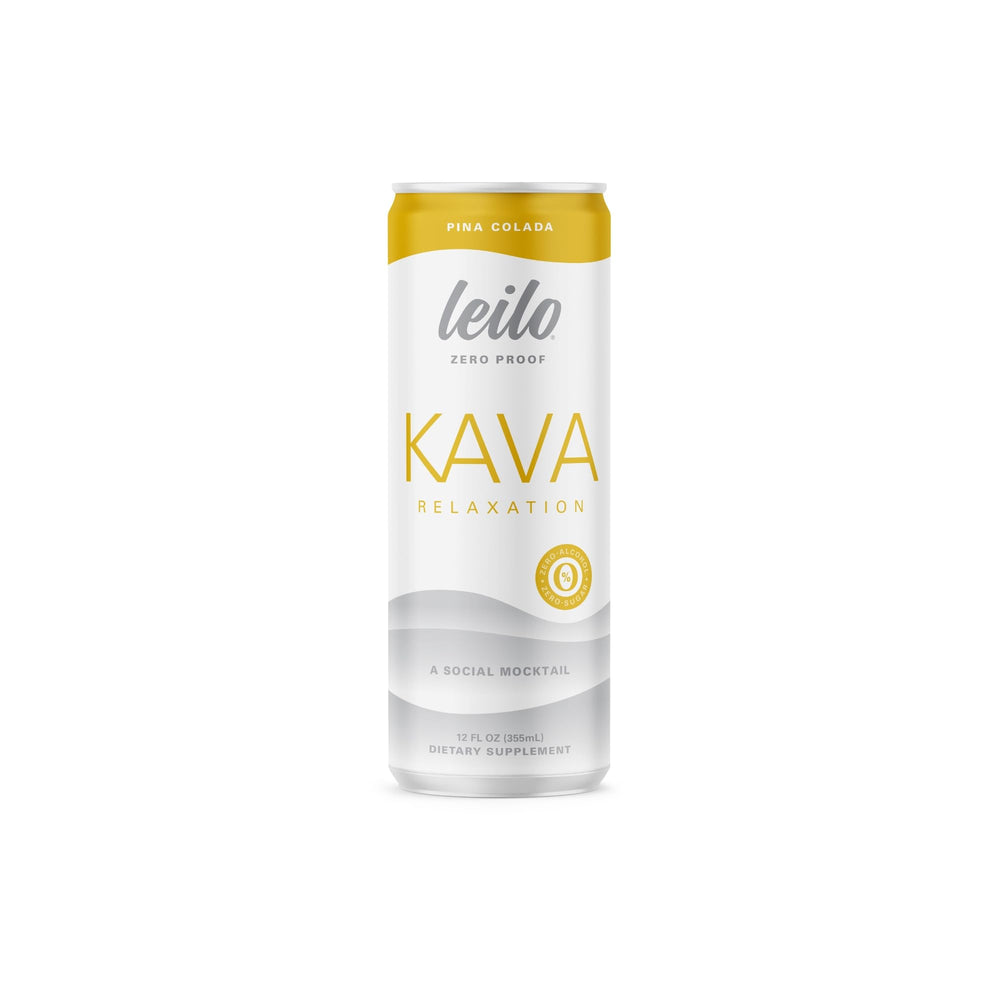 LEILO kava pina colada cans show sugar-free tropical flavor for a relaxed moment
