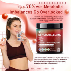 LELUMOON Dihydroberberine capsules closeup highlighting potent 770mg blend.