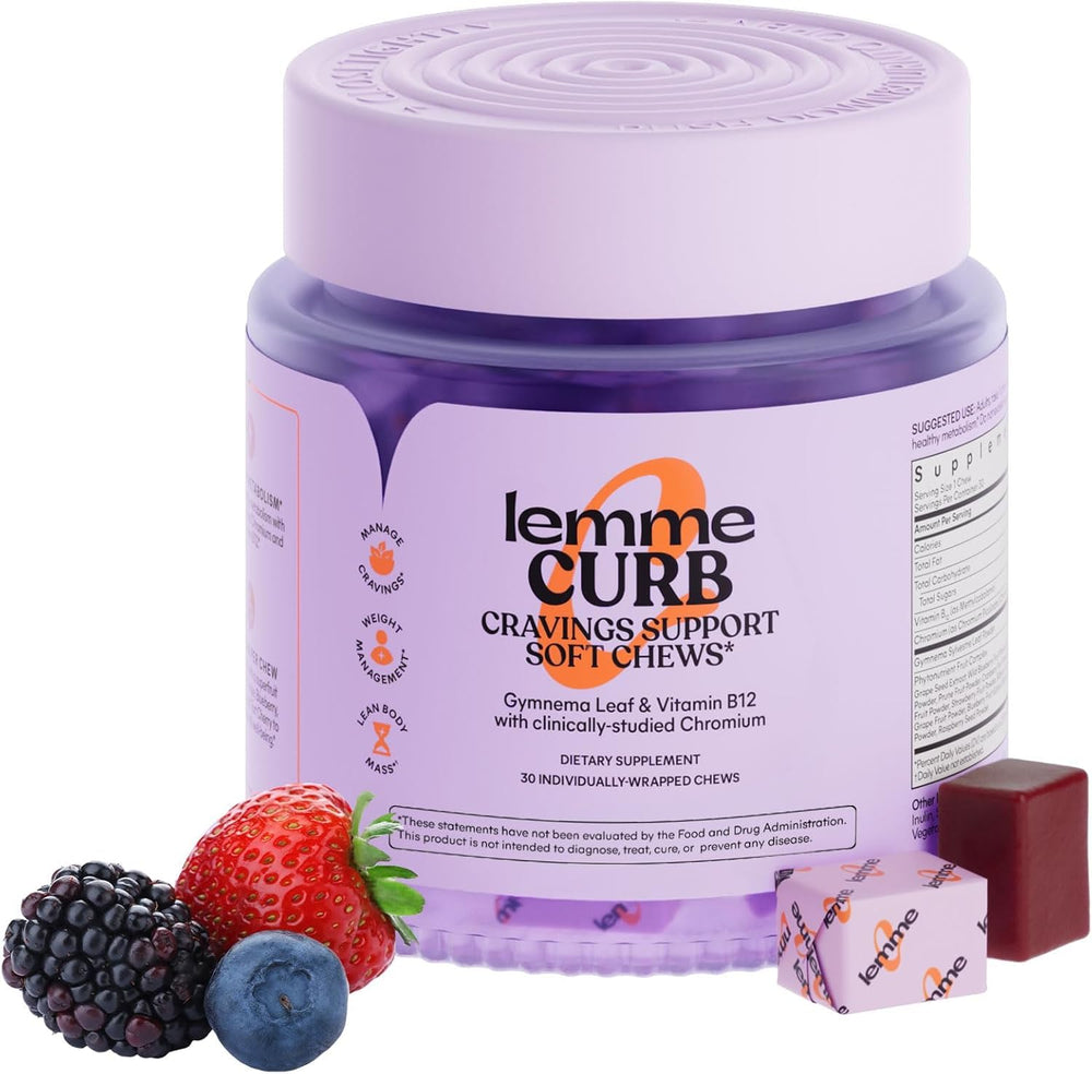 Lemme Curb Cravings soft chews bottle front showing easy daily appetite support