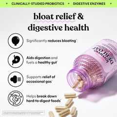 Lemme Debloat bottle back with dosage and ingredients clearly displayed