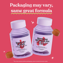 Lemme Tone Metabolism Gummies close-up of fruity watermelon-apple flavor.