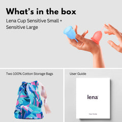 LENA Sensitive small cup closeup highlighting soft, medical-grade silicone for comfortable wear.