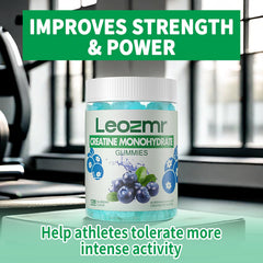 Leozmr Creatine Monohydrate Gummies blueberry texture focus emphasizes soft chewability