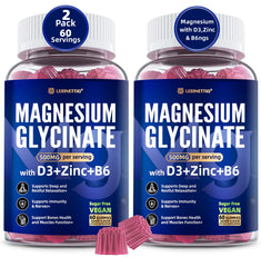 Lerinettia magnesium glycinate bottle with high-absorption formula for daily relaxation.