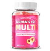 Lerinettia women's 40+ gummies bottle front, vegan multivitamin for daily energy support.