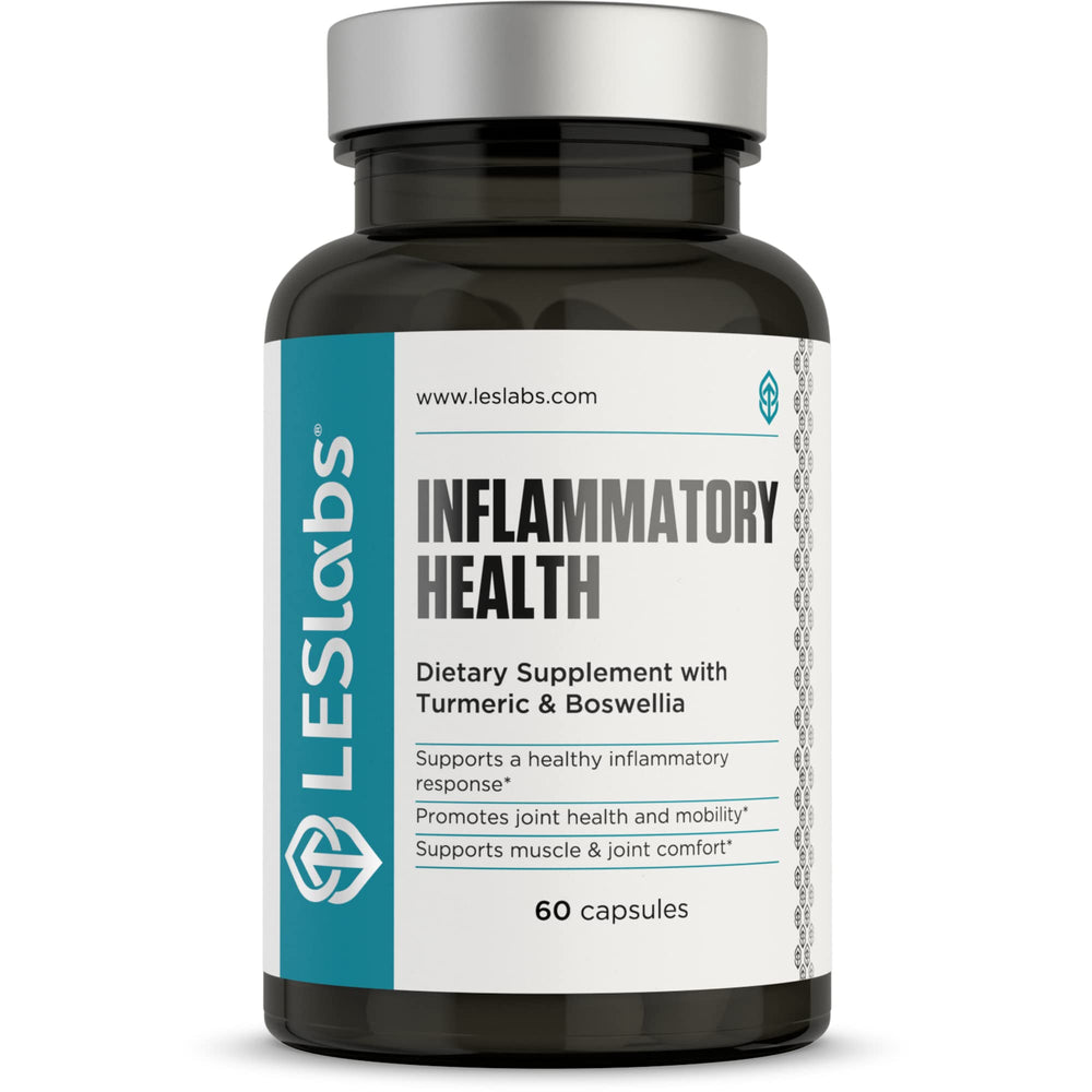 LES Labs Inflammatory Health bottle emphasizing turmeric blend for joint support on the go.