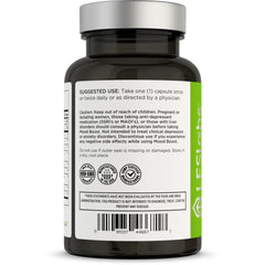 LES Labs Mood Boost label design emphasizes non-GMO and USA-made quality.