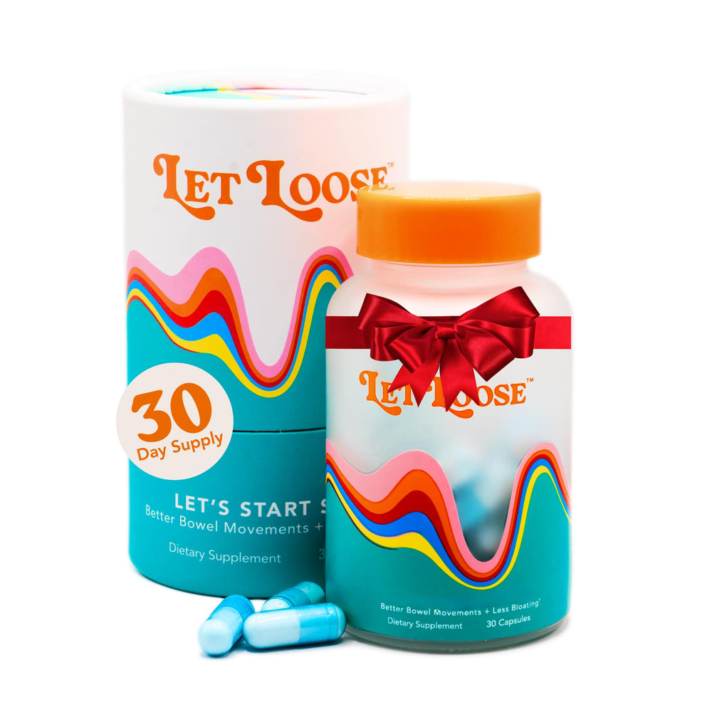 Let Loose bottle front view promoting daily gut comfort