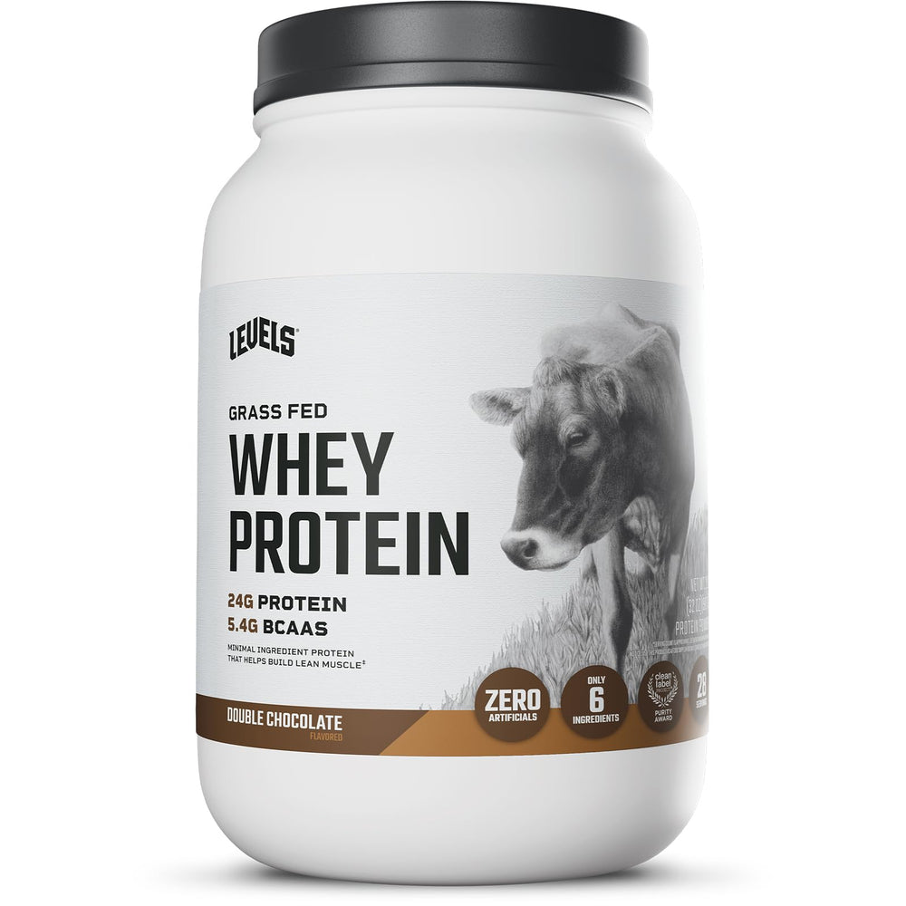 Levels Grass Fed Whey Powder bag front view supports daily protein goals.