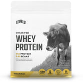 Levels Grass Fed Whey Vanilla Bean bottle showcases clean protein for daily fueling.