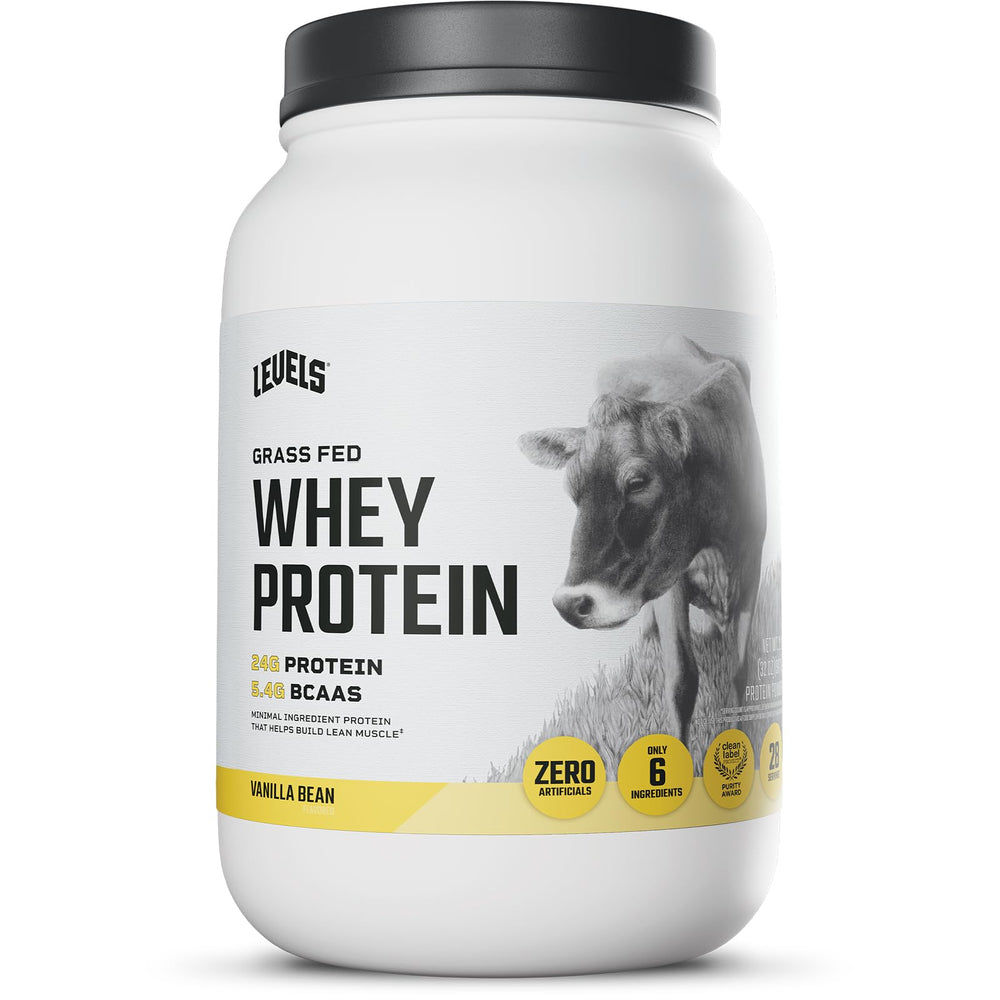 Levels Grass-Fed Whey Vanilla Bean powder pour for quick shakes