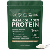 Lexenic Halal Collagen protein powder bottle for daily use supporting skin glow and joints.