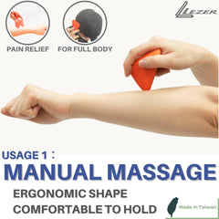 LEZER Trigger Massage Point orange, back-focused angle for targeted back muscle relief