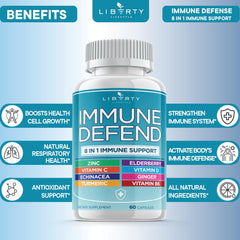 Liberty Lifestyle immune ingredients chart highlighting eight components for antioxidant support.