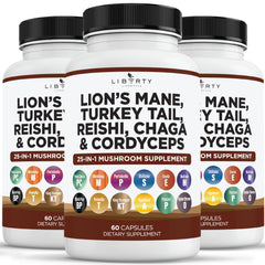 Liberty Lifestyle Lions Mane bottle front for daily focus support
