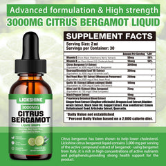 lickshine bergamot 3000mg liquid drops being poured for easy use