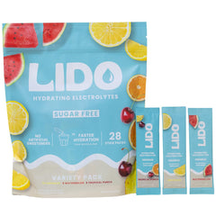 LIDO Variety Pack front label with zero-sugar hydration option.