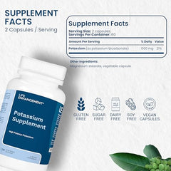 Life Enhancement potassium capsules pack emphasizes no additives for daily support