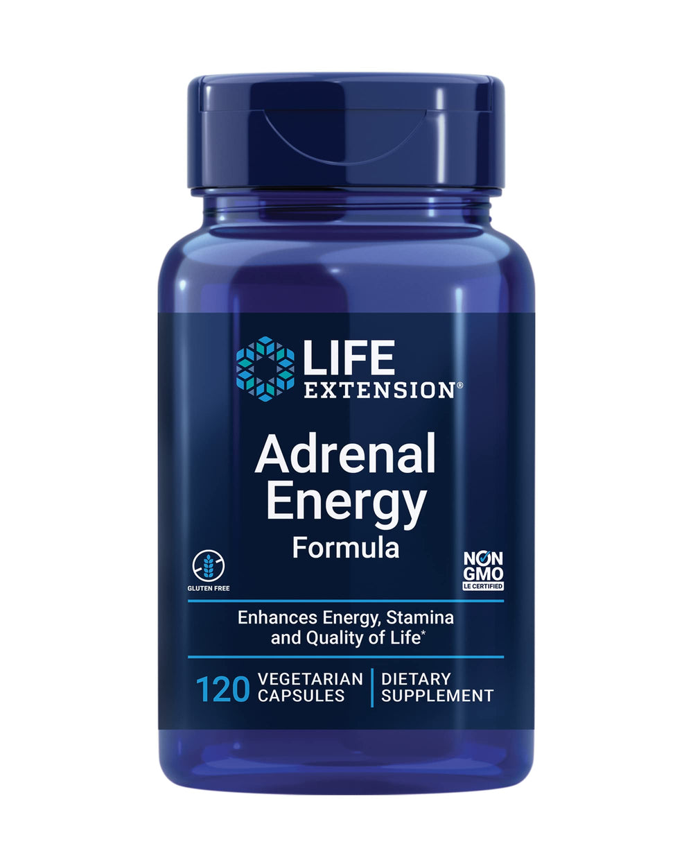 Life Extension Adrenal Energy Formula bottle front for daily stress support