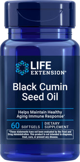 Life Extension Black Cumin Seed Oil bottle, premium daily supplement for wellness.