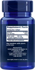 Life Extension Black Cumin Seed Oil softgels, convenient daily dose for wellness.