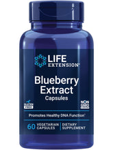Life Extension Blueberry Extract Capsules bottle front shows gluten-free, non-GMO brain health support