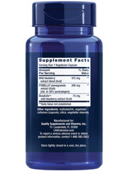 Life Extension blueberry–pomegranate capsules illustrate antioxidant defense for daily wellness.
