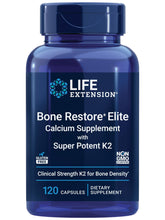 Life Extension Bone Restore Elite bottle pour highlights K2-rich formula for bone support.