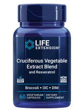 Life Extension Cruciferous Vegetable Extract & Resveratrol bottle suggesting potential hormone balance support