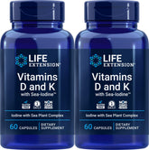 Life Extension D and K with Sea-Iodine bottle shows daily capsules for bone and thyroid support