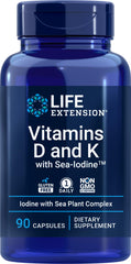 Life Extension D and K with Sea-Iodine bottle pour for easy daily supplementation.