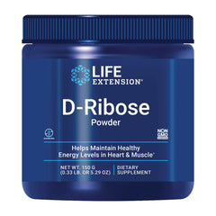 Life Extension D-Ribose Powder jar with gluten-free and non-GMO label.