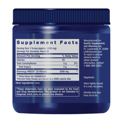 Life Extension D-Ribose Powder scoop resting on container for easy dosing.
