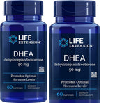Life Extension DHEA 50 mg bottle image showing daily supplement bottle