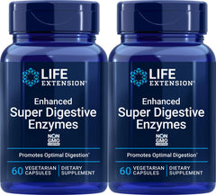 Life Extension Enhanced Super Digestive Enzymes bottle with plant-based capsules supporting digestion
