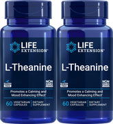 Life Extension L-Theanine pack of 2 bottles promotes calm focus for daily tasks