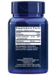 Life Extension Mega Benfotiamine capsules ready for easy daily dosing.