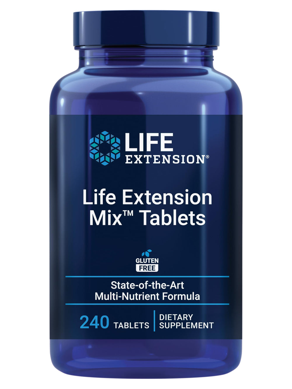 Life Extension Mix tablets bottle close-up highlighting immune support ingredients.